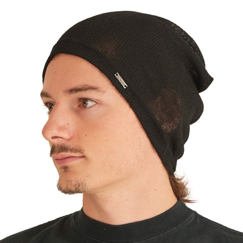 CHARM Mens Light Weight Summer Beanie - Womens Breathable Slouchy Beanie Knit Hat Baggy Slouch Cap Black - Image 1
